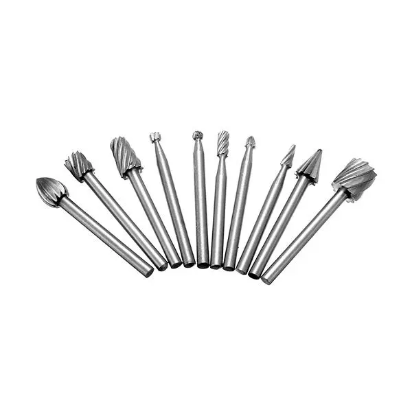 10pcs HSS Router Bit Set - 3mm Shank Rotary Burr Files for Wood Working - Image 2