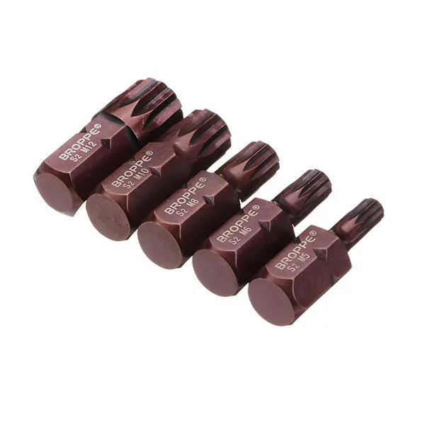 Broppe 5pcs M5-M12 30mm Star Screwdriver Bit | 10mm Hex Shank for Impact Driver - Image 2