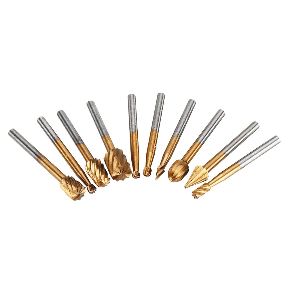 10pcs 1/8 Inch HSS Rotary Rasp Files | Woodworking Grinding Burr Bits - Image 3