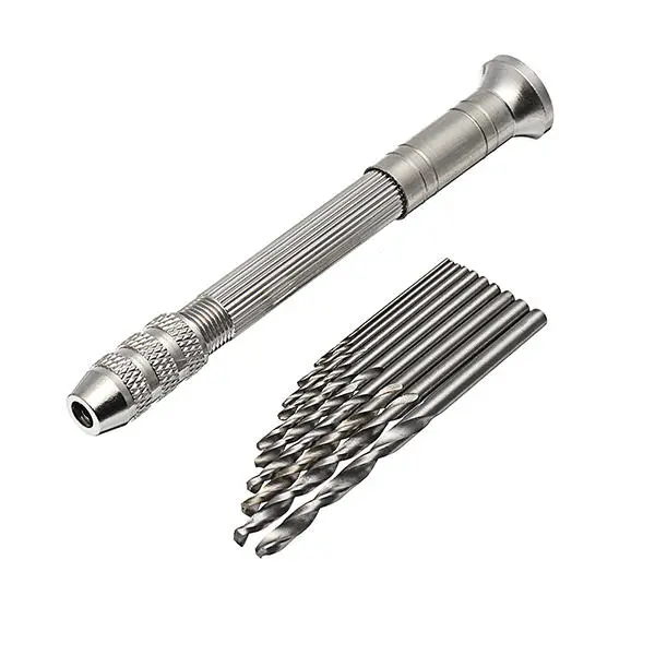 Mini Hand Drill Kit 0.5-3.0mm with 10pc Twist Drill Bits | Wood Bodhi Plastic - Image 2