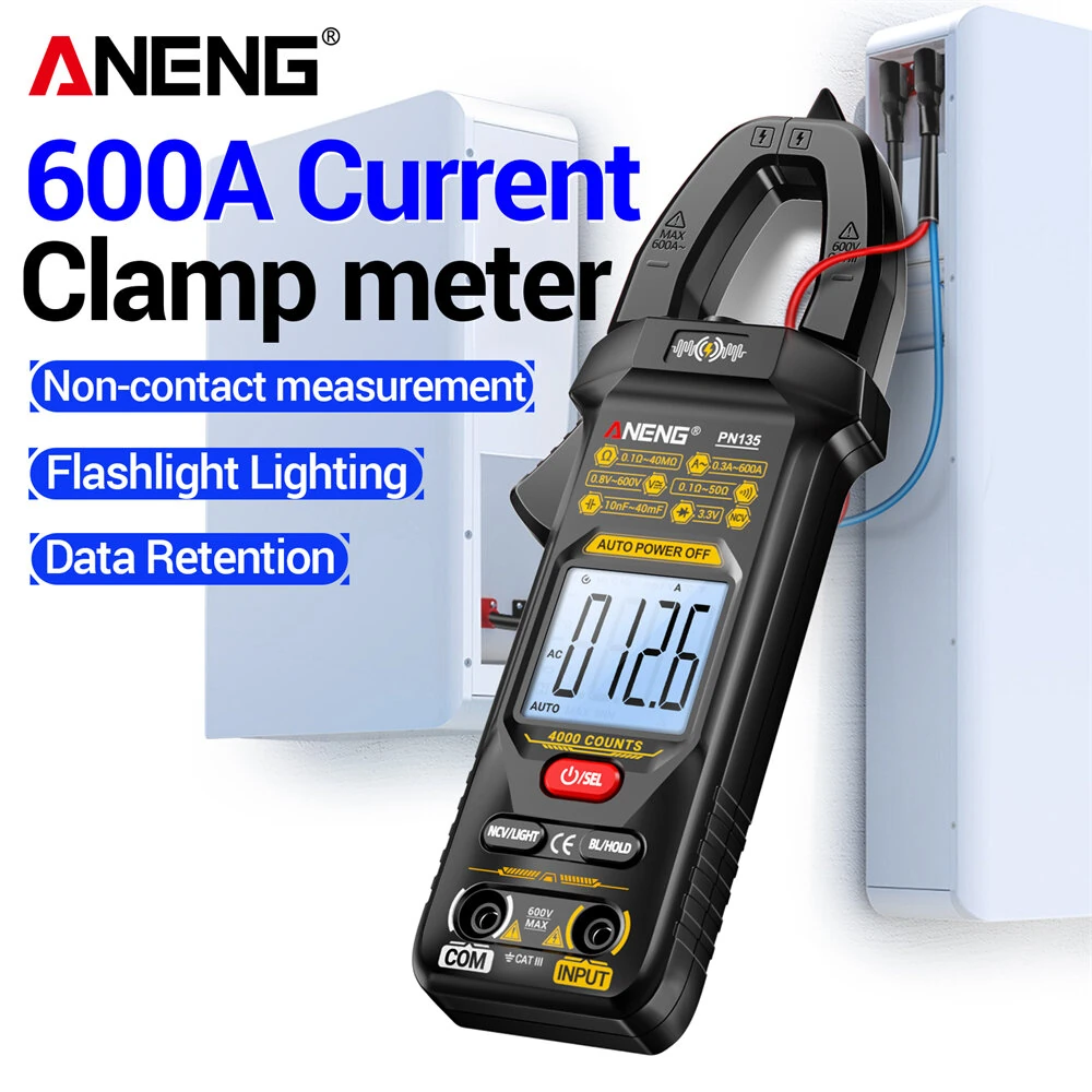 ANENG PN135 Digital Clamp Meter - 600A AC/DC 4000 Counts | NCV Flashlight & Data Hold - Image 2