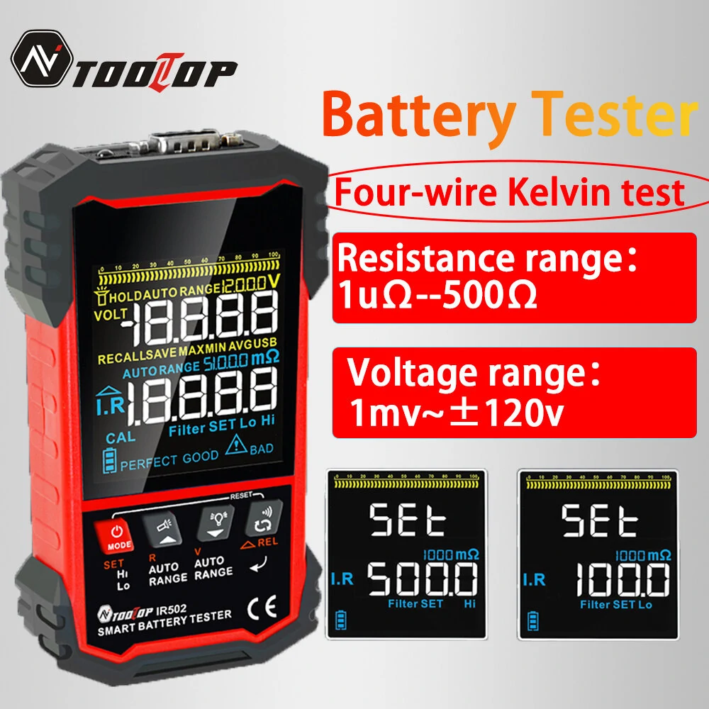 MUSTOOL IR502 IR500 Battery Internal Resistance Tester | 4-Wire Kelvin | 120V 500Ω | Lead-acid Lithium NiCd - Image 3