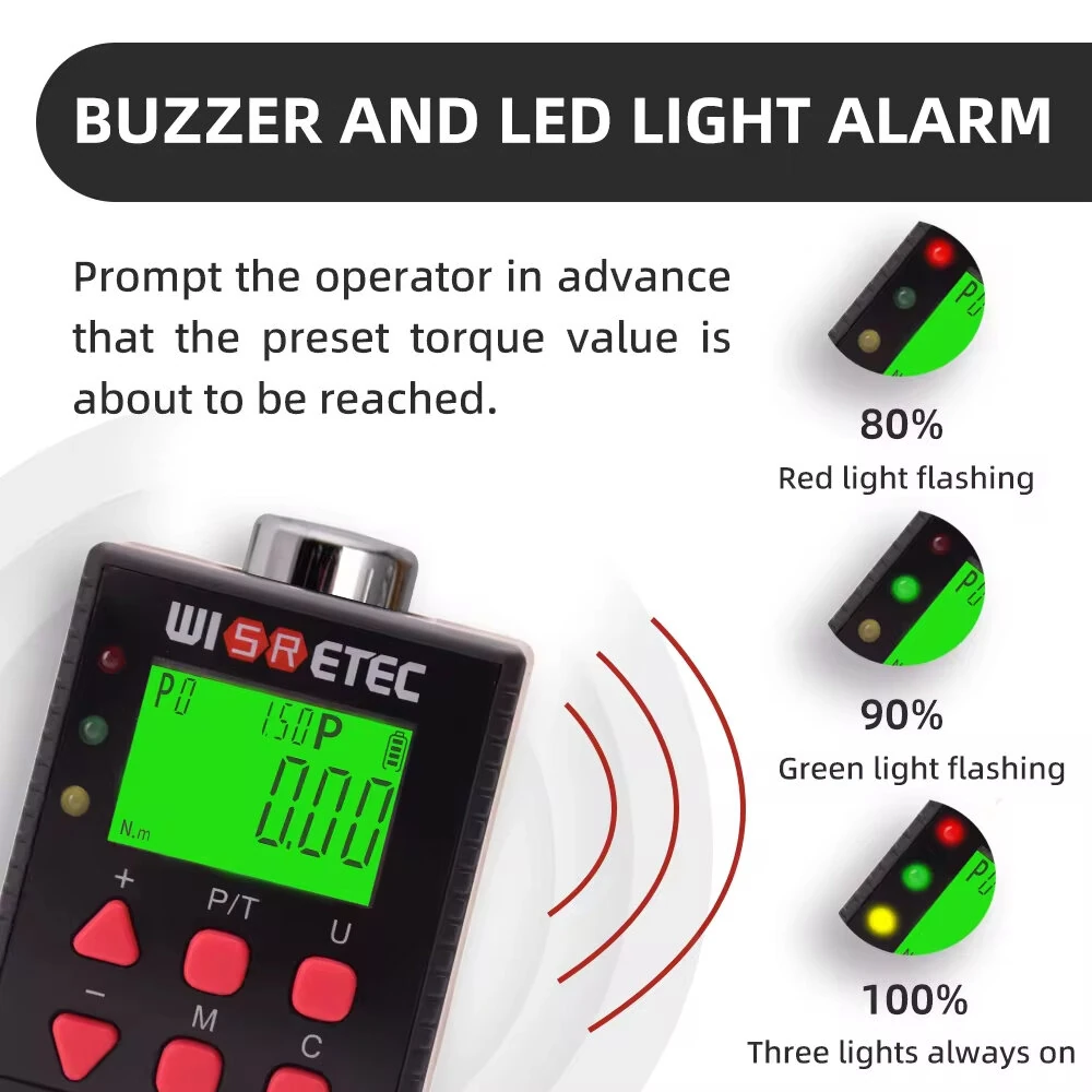 Digital Torque Meter 0.1-340 N.m - Adjustable Electronic Adapter | Large Backlit Display & Bidirectional - Image 4