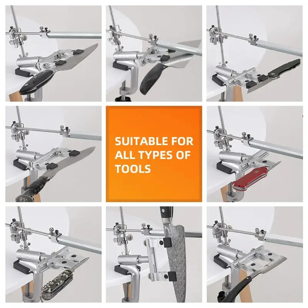 RX-009 Professional Knife Sharpener | 4 Whetstones & Dual Clamps | 360° Rotation Fixed-Angle Kit - Image 4