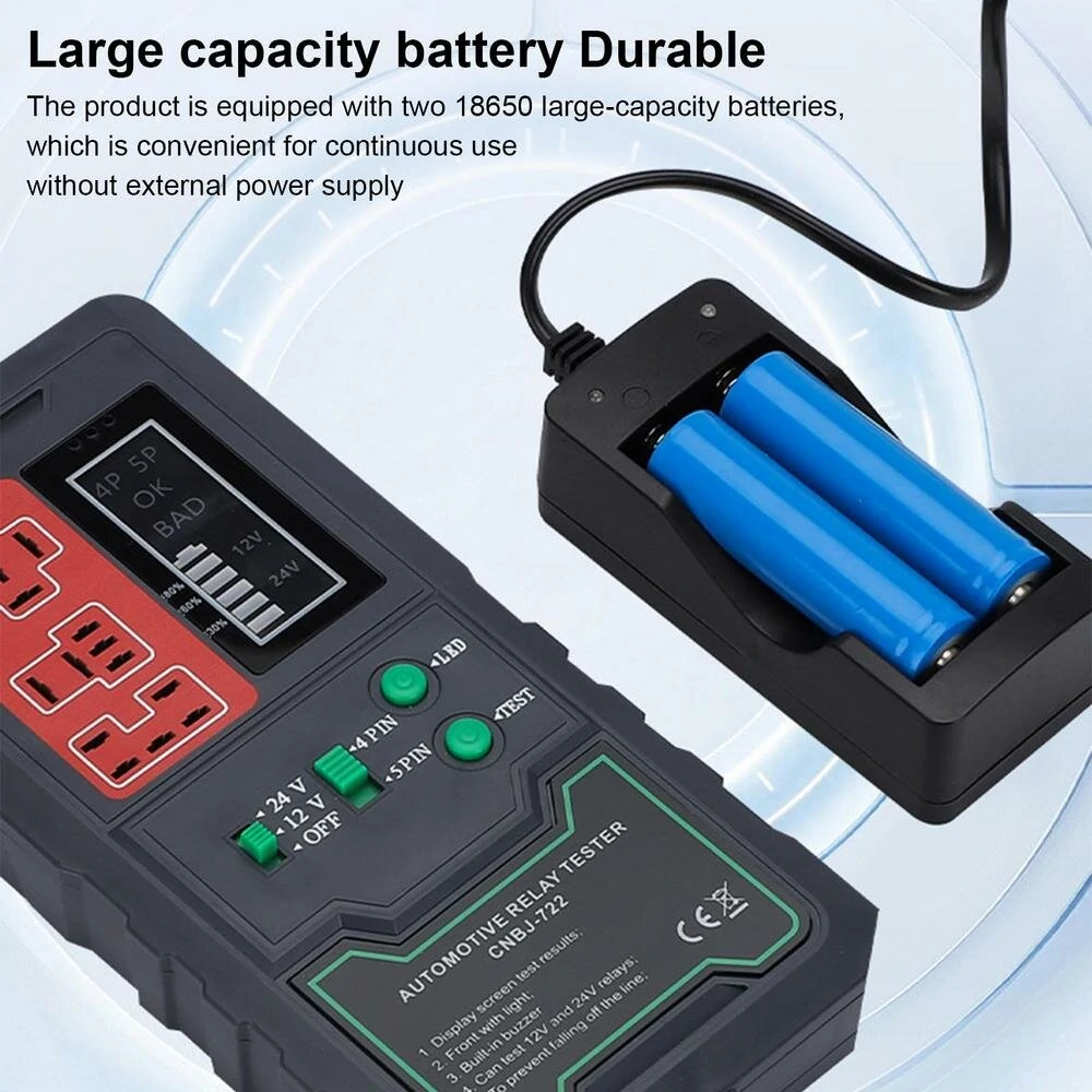 Jit Car Relay Tester 12V/24V with LED Screen | 4pin/5pin Tool & Large Battery - Image 5