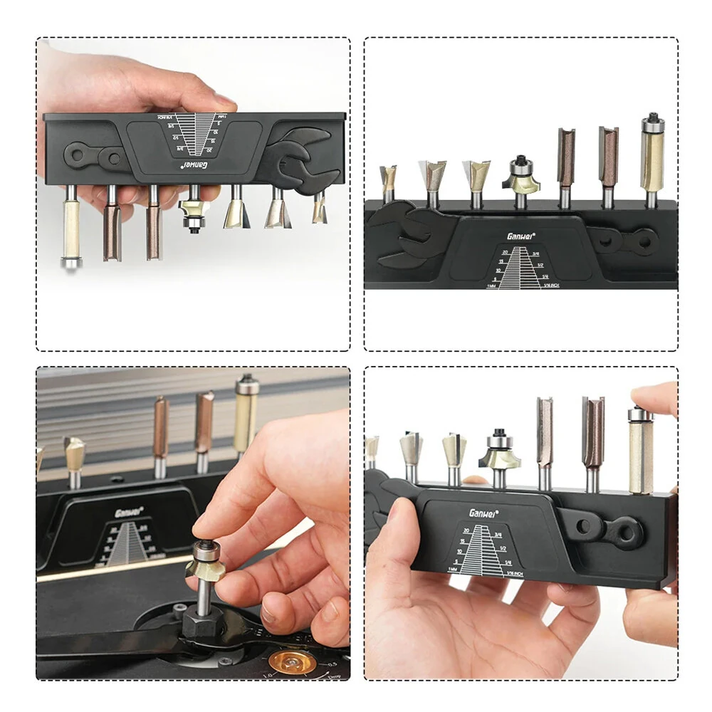 Woodworking Milling Cutter Holder | 1/4 Inch Slots & 7 Magnetic Holes | Tool Organizer - Image 3