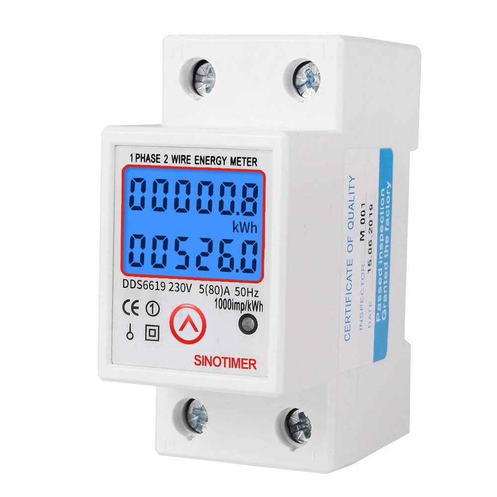 SINOTIMER DDS6619-526L-2 Single-Phase Energy Meter | 230V Rail Mount | Reset & Backlight - Image 5