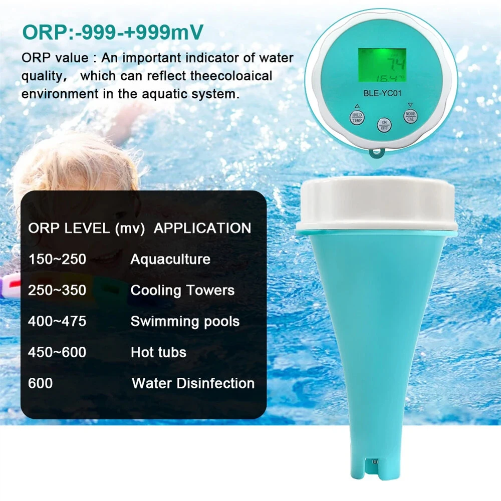 6-in-1 Water Quality Detector | PH EC TDS ORP CL Temperature Tester | APP Monitor for Pool - Image 3