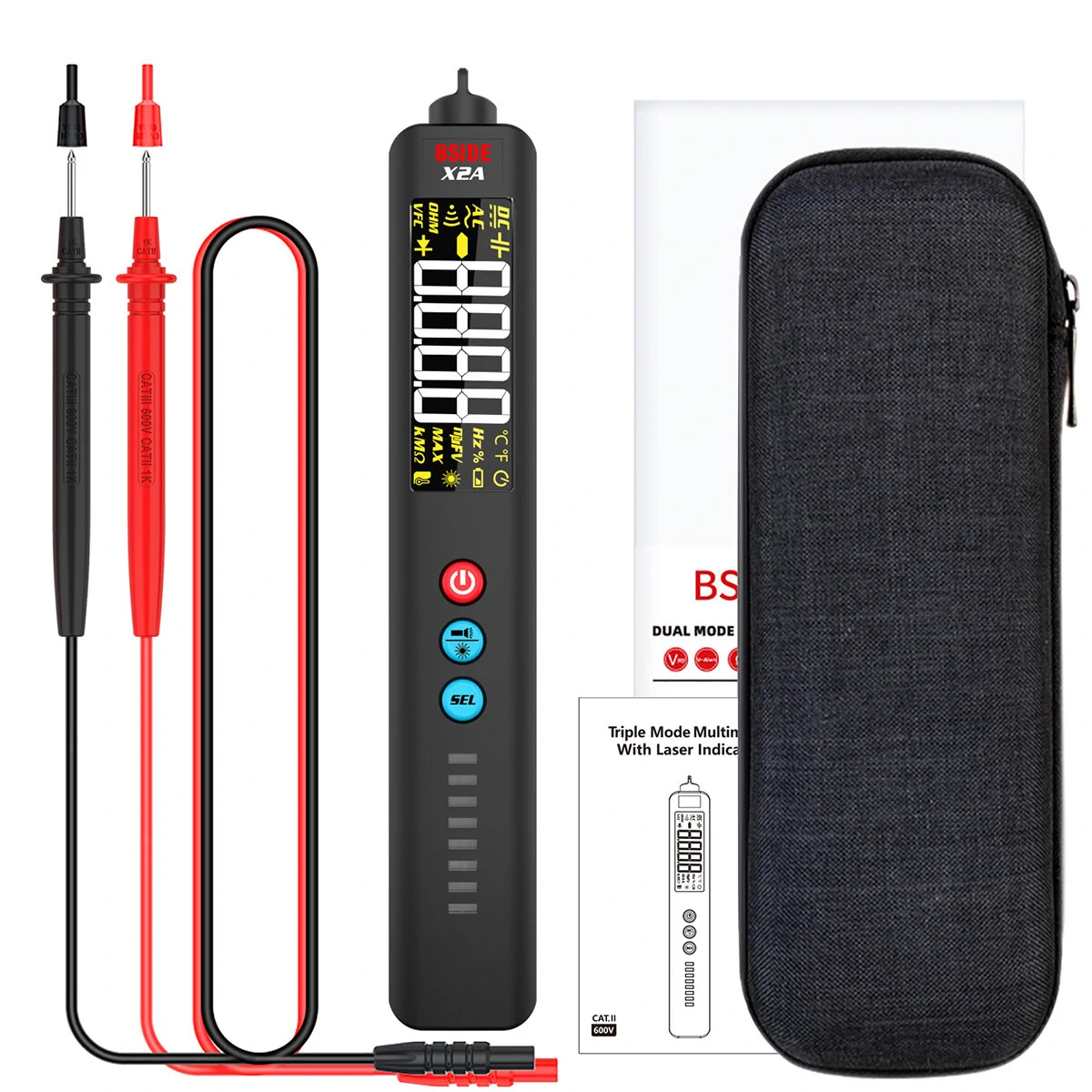 BSIDE X2 Smart Digital Multimeter - AC DC Voltage Detector | Infrared Temp & Continuity - Image 2