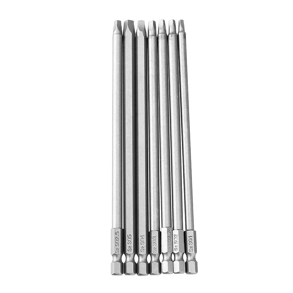 7pcs 150mm Square Screwdriver Bits | 1/4 Inch Hex Shank | Long Reach - Image 4