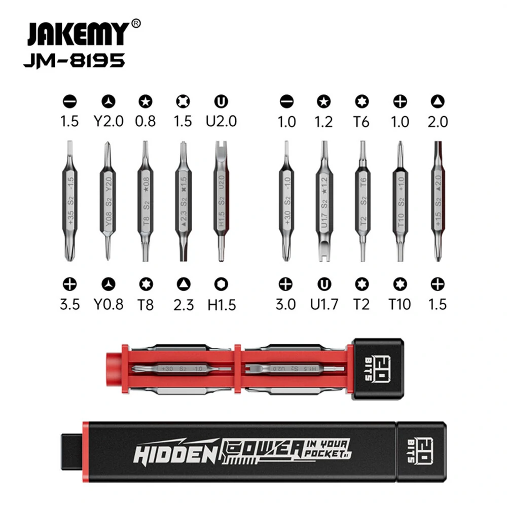 JM-8195 Magnetic Precision Screwdriver | 10Pcs Bits & Strong Magnetic Handle - Image 2