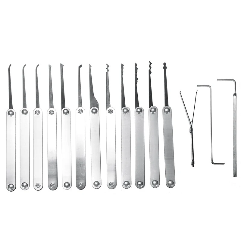 19PCS Locksmith Practice Lock Set - 4 Transparent Padlocks & 15 Tools | Durable Spring Steel | Includes Storage Bag - Image 4