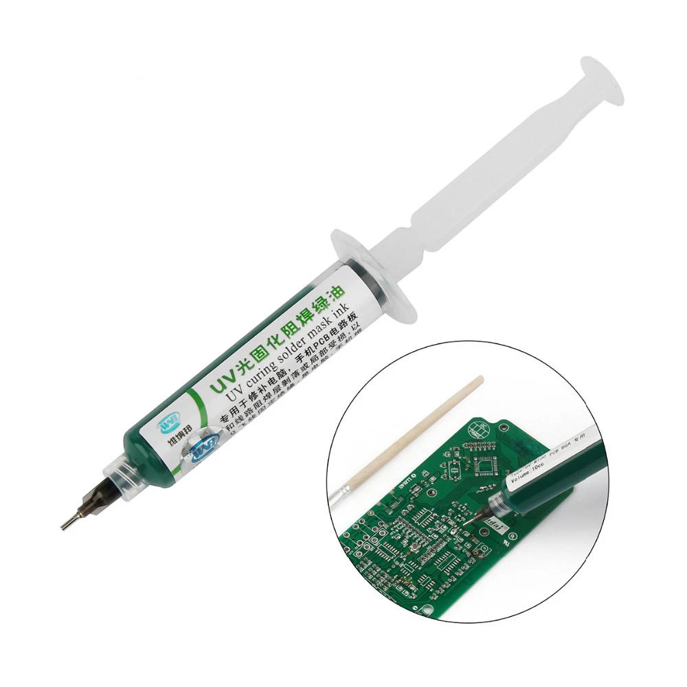 WNB 10ML Green UV Solder Mask Ink | PCB Paint Prevents Corrosion & Arcing | Includes Soft Nylon Brush & 9 LED Light - Image 3