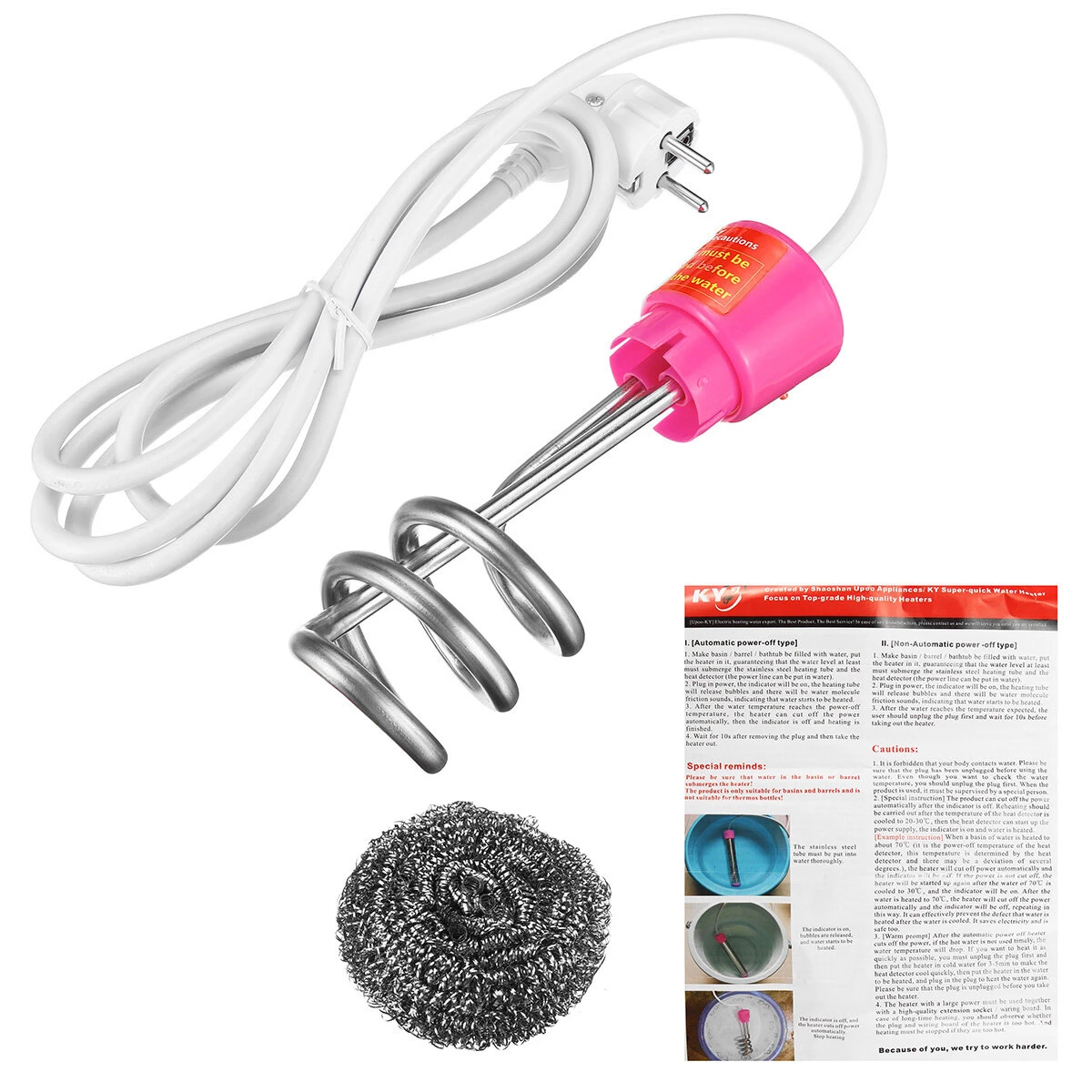 Stainless Steel Immersion Water Heater - 2000W 2500W 3000W For Inflatable Bathtub - Image 4