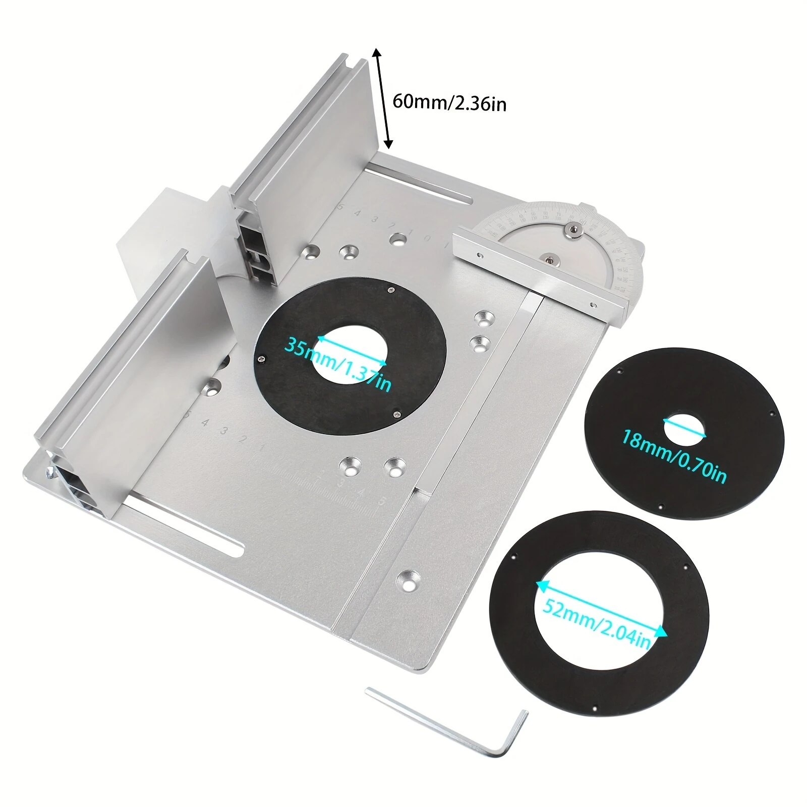 Router Table Insert Plate Set 240x200mm | Aluminium Fence & Miter Gauge | Compatible with Multiple Routers - Image 5