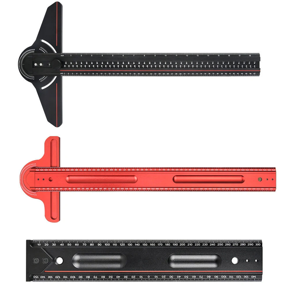 Aluminum Alloy Woodworking Edge Ruler - Adjustable Protractor & T-Square | Marking Scriber Gauge for Carpentry - Image 5