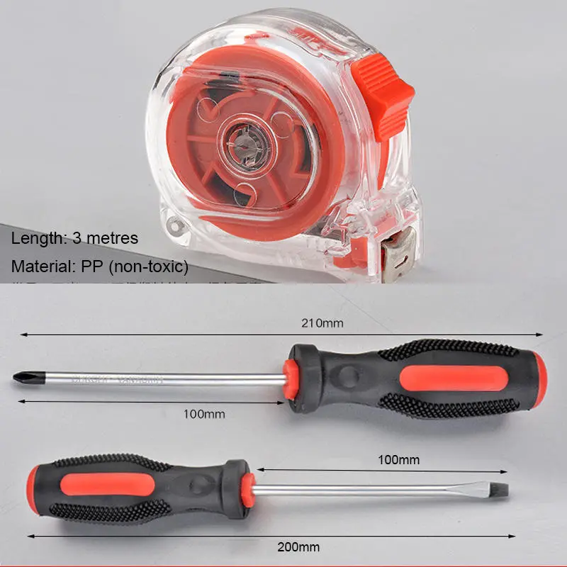 20Pcs Home Repair Tool Set - Screwdriver, Wrench, Hammer, Tape & Cutter Kit - Image 2