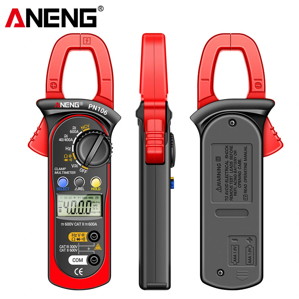 ANENG PN106 True RMS Clamp Meter - 4000 Counts AC/DC Ammeter Voltmeter - Image 2