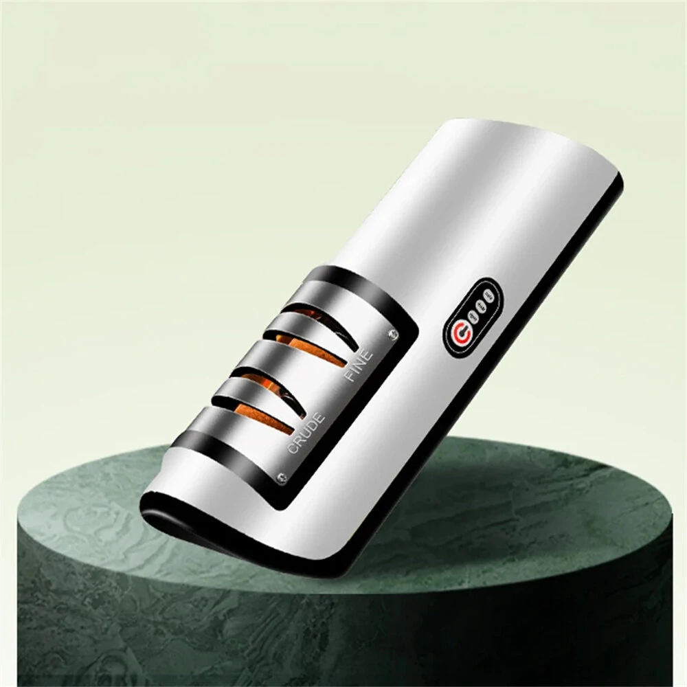 2-Stage Electric Knife Scissors Sharpener | Built-in 2000mAh Battery | Professional Kitchen Tool - Image 5