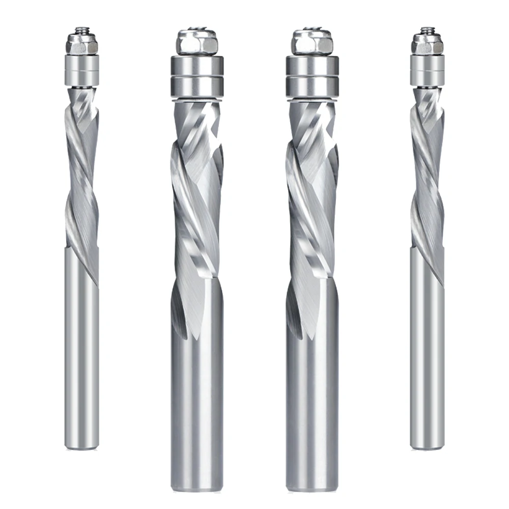 Carbide Spiral Router Bit - 6.35/12.7mm Shank with Double Bearings | CNC Wood Trimming - Image 4