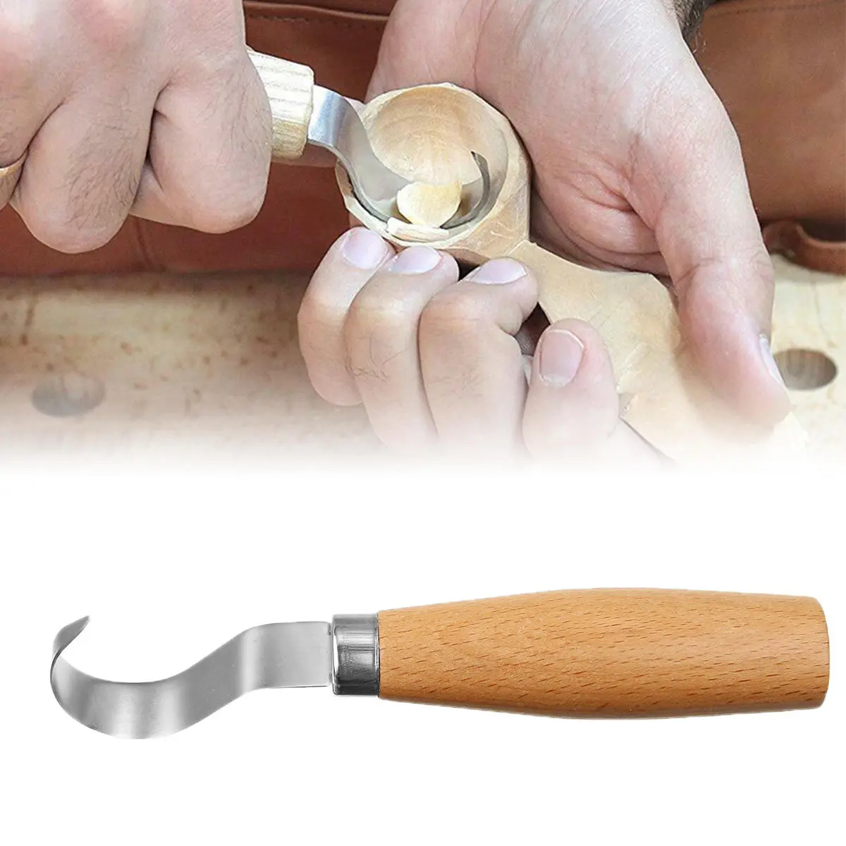 Wood Carving Hook Spoon Chisel - Sharp Edge Woodworking Cutter Tool - Image 2