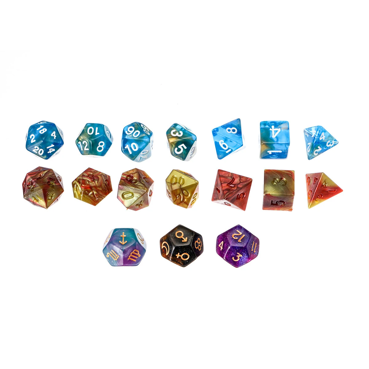 Polyhedral Dice Set for Dungeons & Dragons - 7Pcs D20 D12 D10 D8 D6 D4 + Pouch - Image 2