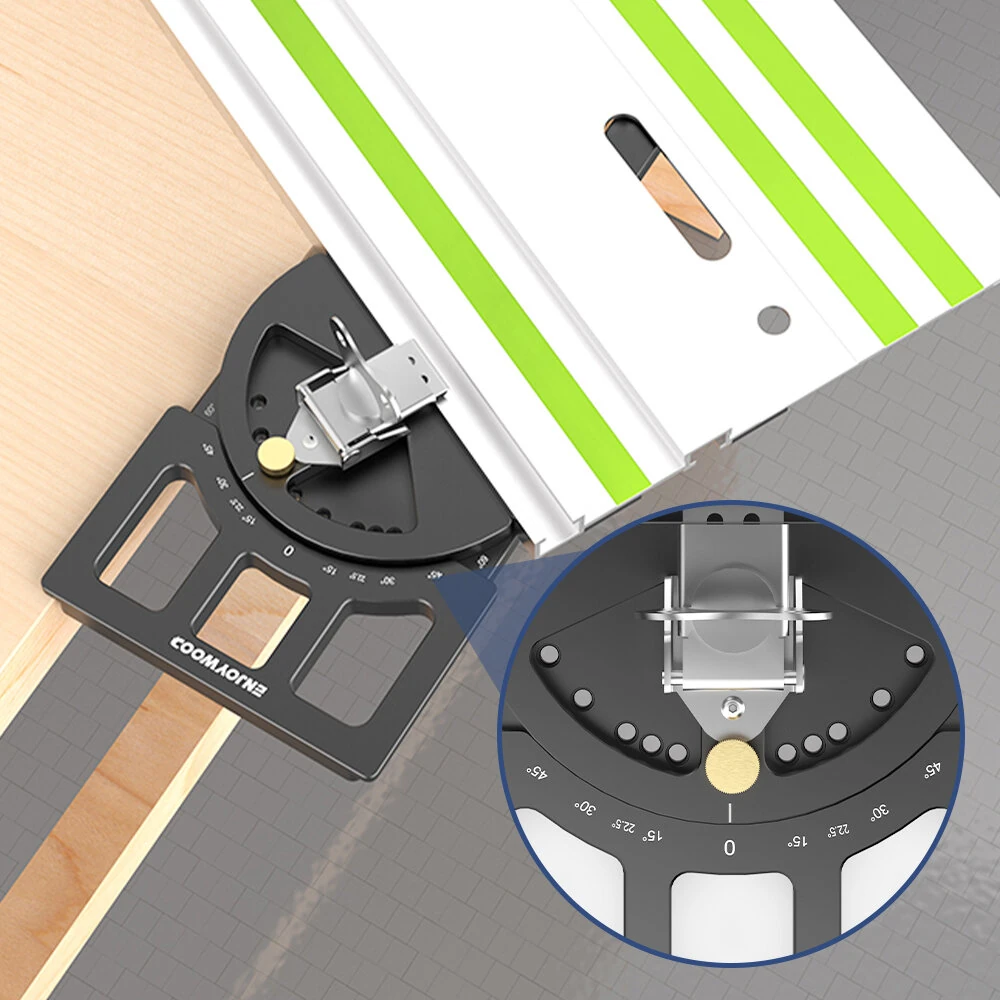 ENJOYWOOD Adjustable Track Saw Guide Square | 60° to 60° Angle Stop - Makita Festool Compatible - Image 2
