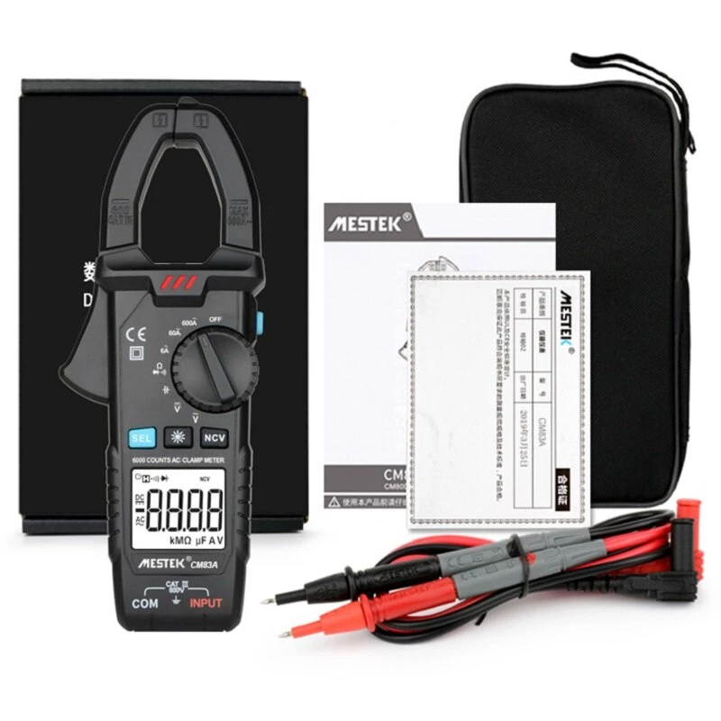 MESTEK CM83A True RMS Clamp Meter - 600A AC Current | NCV Tester & Capacitance - Image 5
