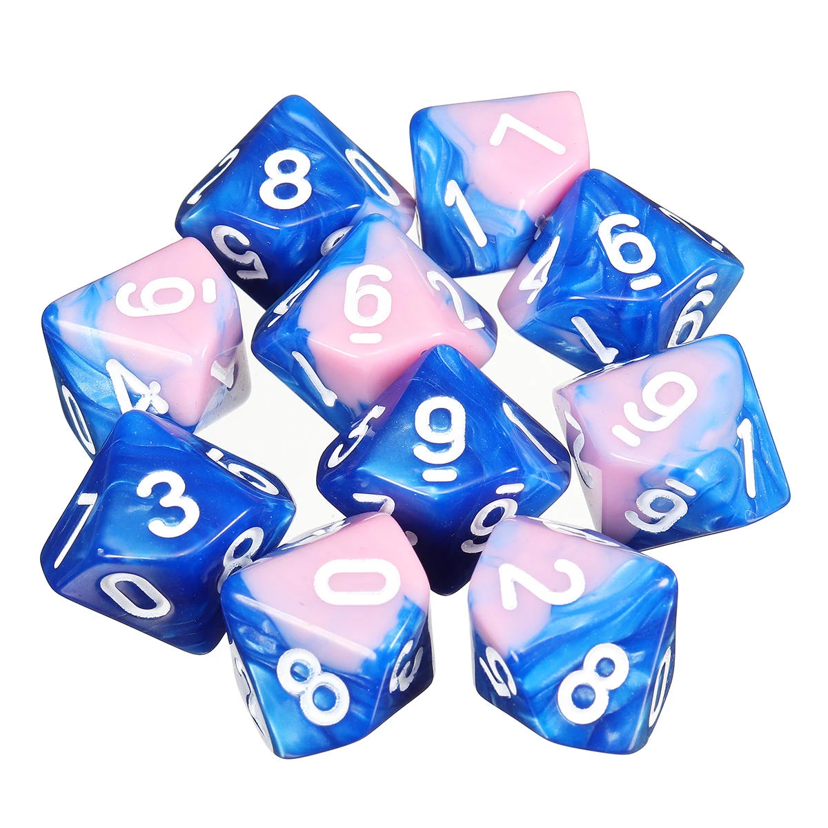 10-Sided Dice Set - 10pcs Polyhedral D10 Dice for RPG Games with Bag - Image 5
