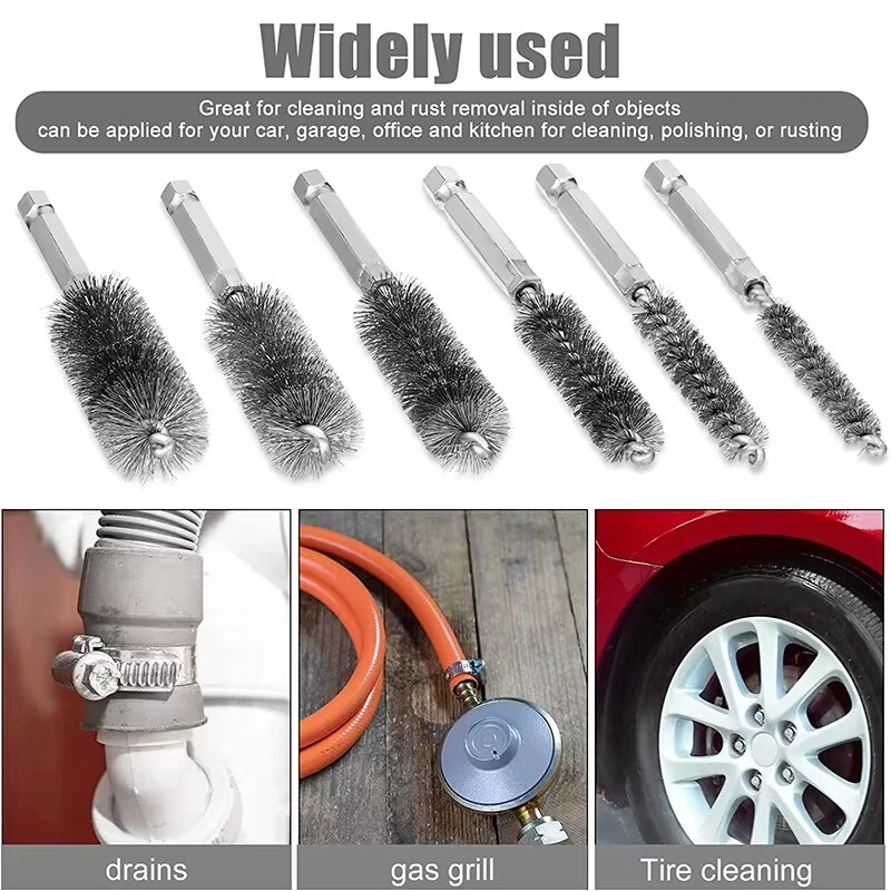 Stainless Steel Drill Brush - Hex Shank Rust Removal Tool | 6 Sizes - Image 2