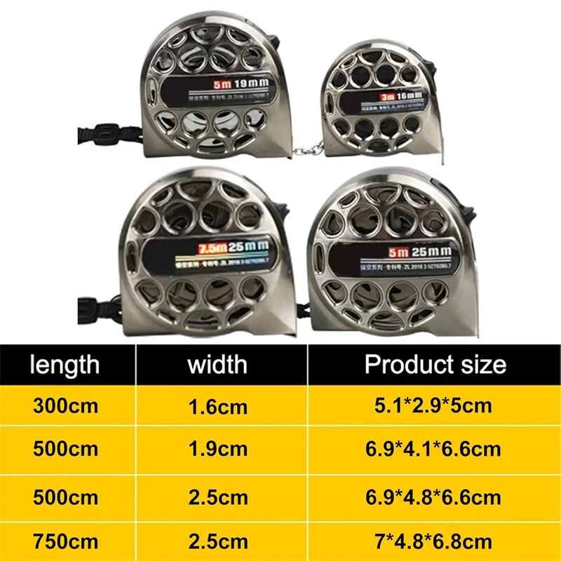 Metric Tape Measure | 3/5/7.5M Stainless Steel | Anti-Corrosion Retractable Ruler - Image 2