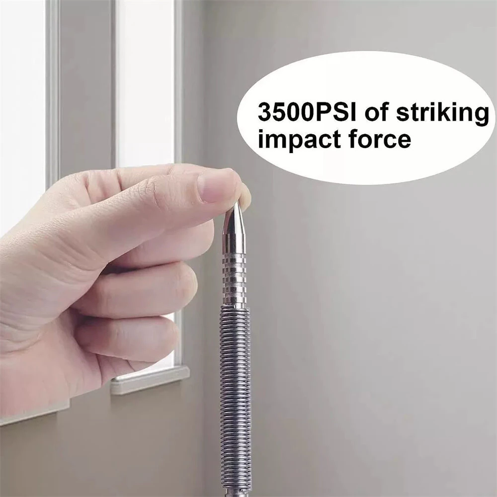 Spring Loaded Nail Setter Tool - Dual Head for Metal & Wood - Hammerless Marking Drill Bit - Image 4