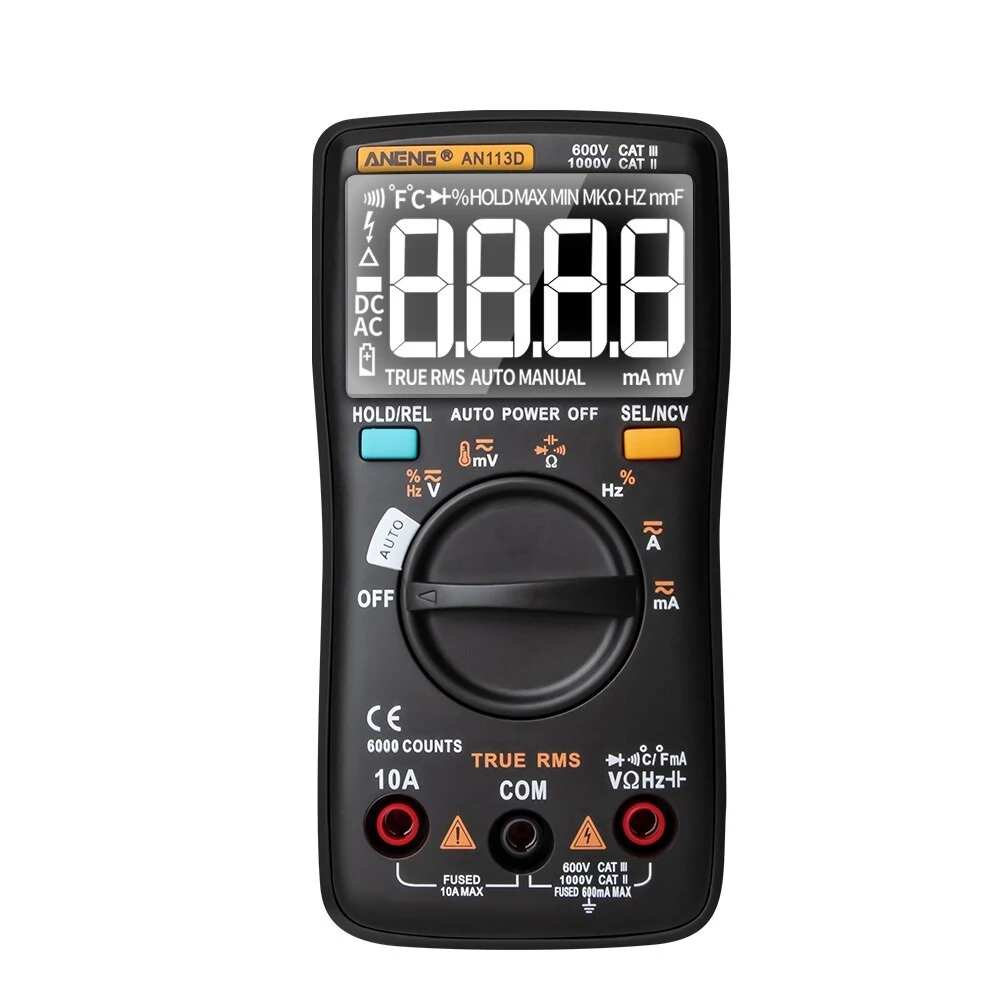 ANENG AN113D True-RMS Digital Multimeter - 6000 Counts, Auto-Ranging, Temperature Tester - Image 5
