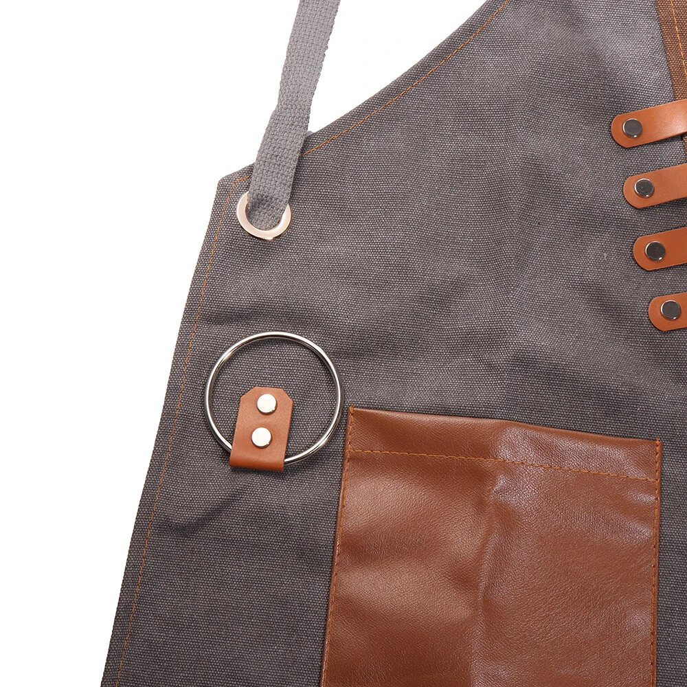 Korean Style Denim Apron - Custom Logo Waist Apron for Barber Cafe Shop Waiter - Image 3