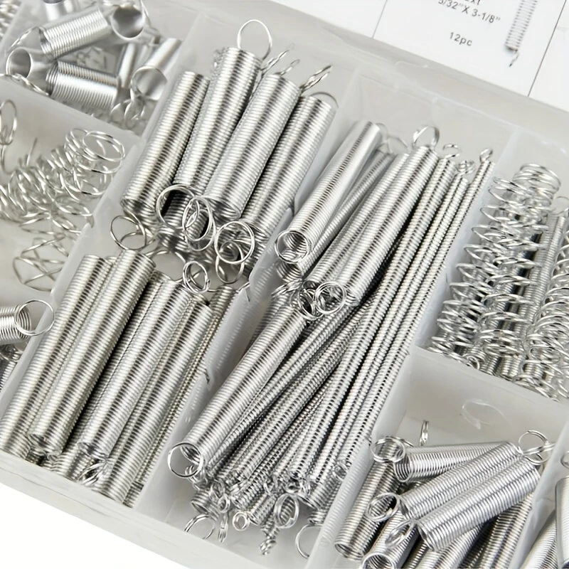 Spring Tool Kit - 200pcs Compression & Extension Steel Springs Assortment with Storage Case for DIY Craft Repairs - Image 4