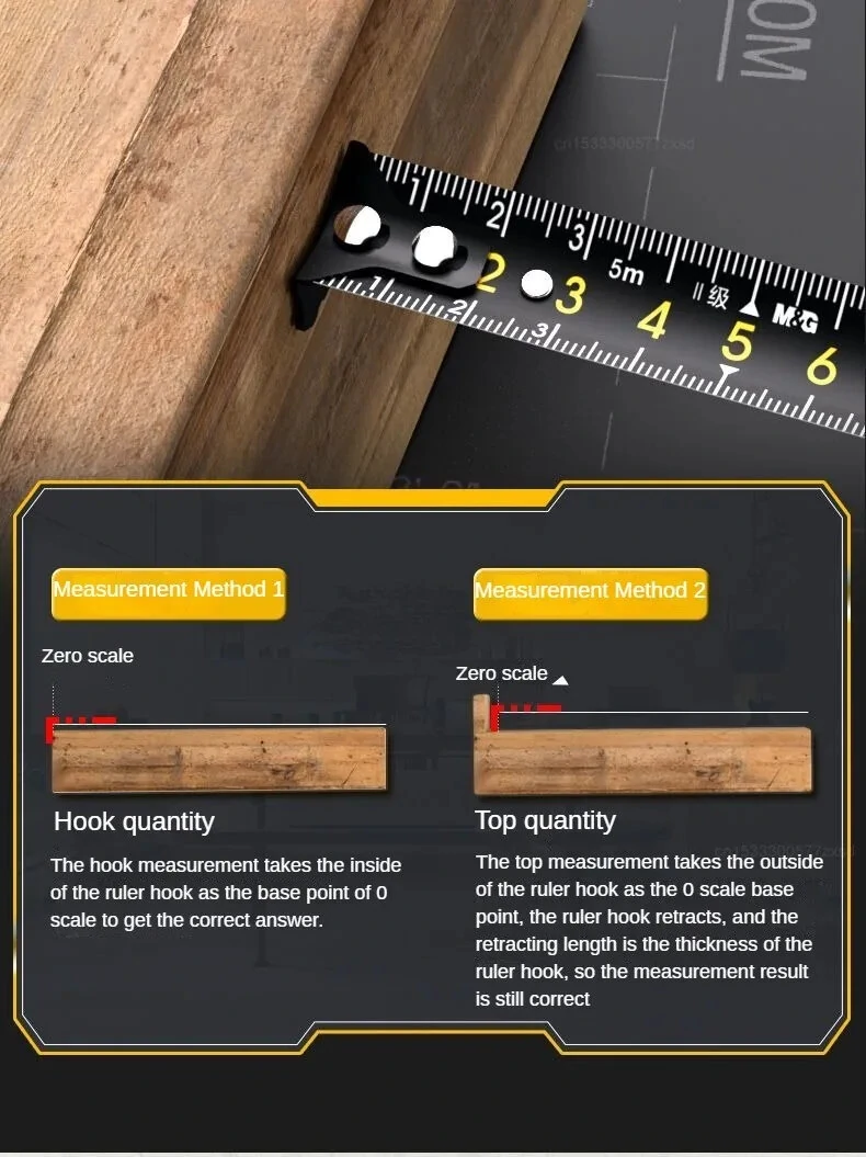 M&G 3M/5M Steel Tape Measure | Self-Stop High Precision | Multi-Function Woodworking Tool - Image 4