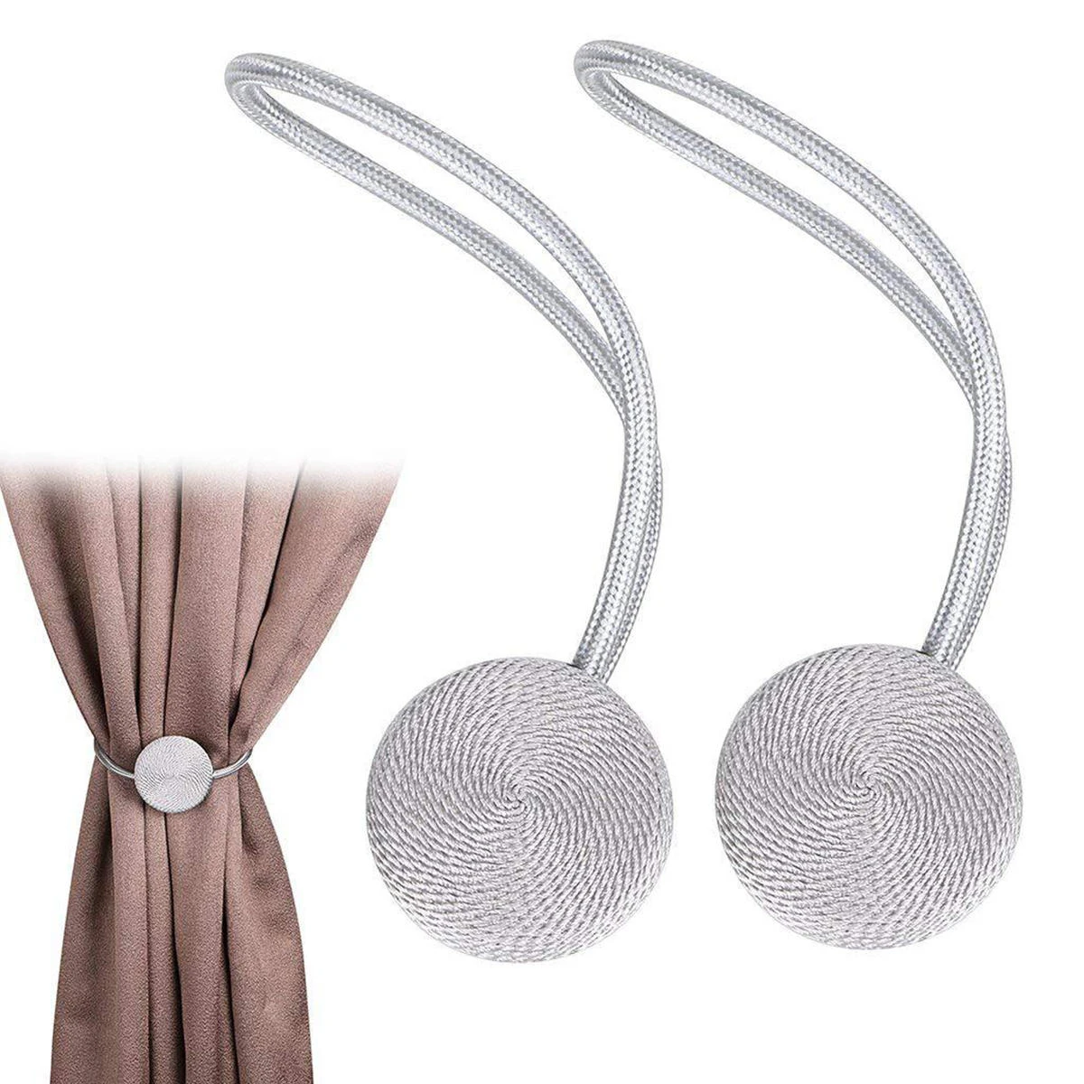 2Pcs Magnetic Curtain Tie Backs | Window Holder Clips | Ball Design - Image 3