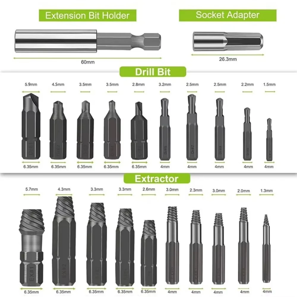 NEIKO 22pc Screw Extractor Set | High Speed Steel | Magnetic Drill Bit Holder - Image 2