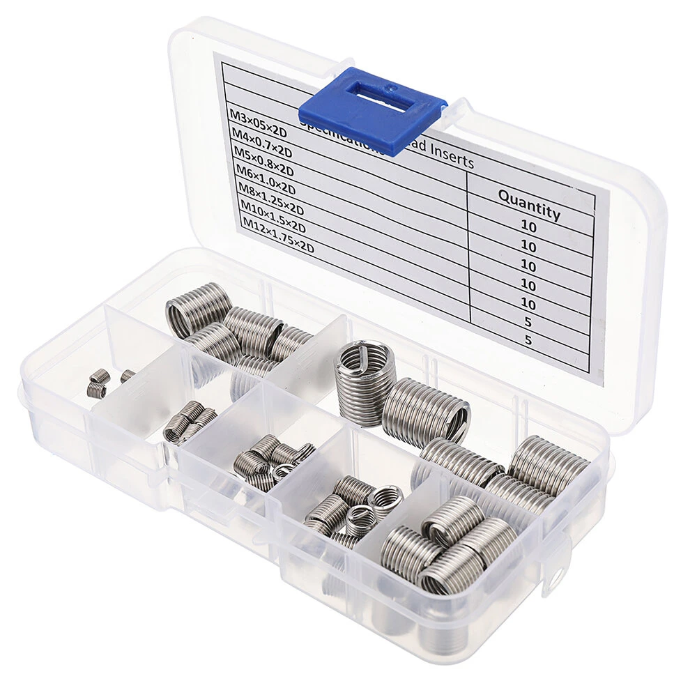 60PCS M3-M12 Thread Insert Set | Stainless Steel Screw Repair Kit | Wire Sleeve Set - Image 3