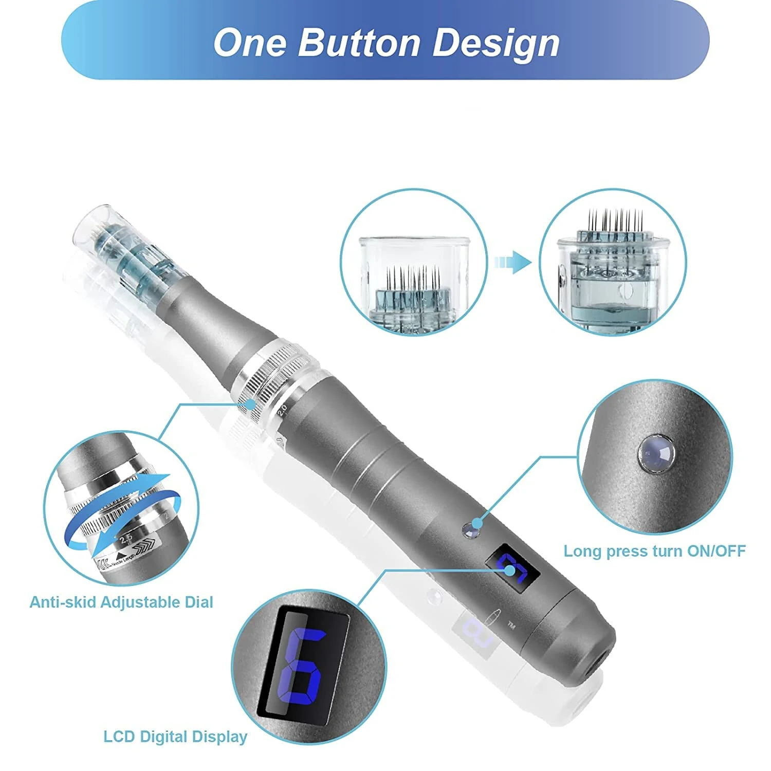 Dr. Pen Ultima M8 Professional Microneedling Pen | Digital Display & Adjustable Needle 0-0.3mm | Cordless with 2 Cartridges - Image 4