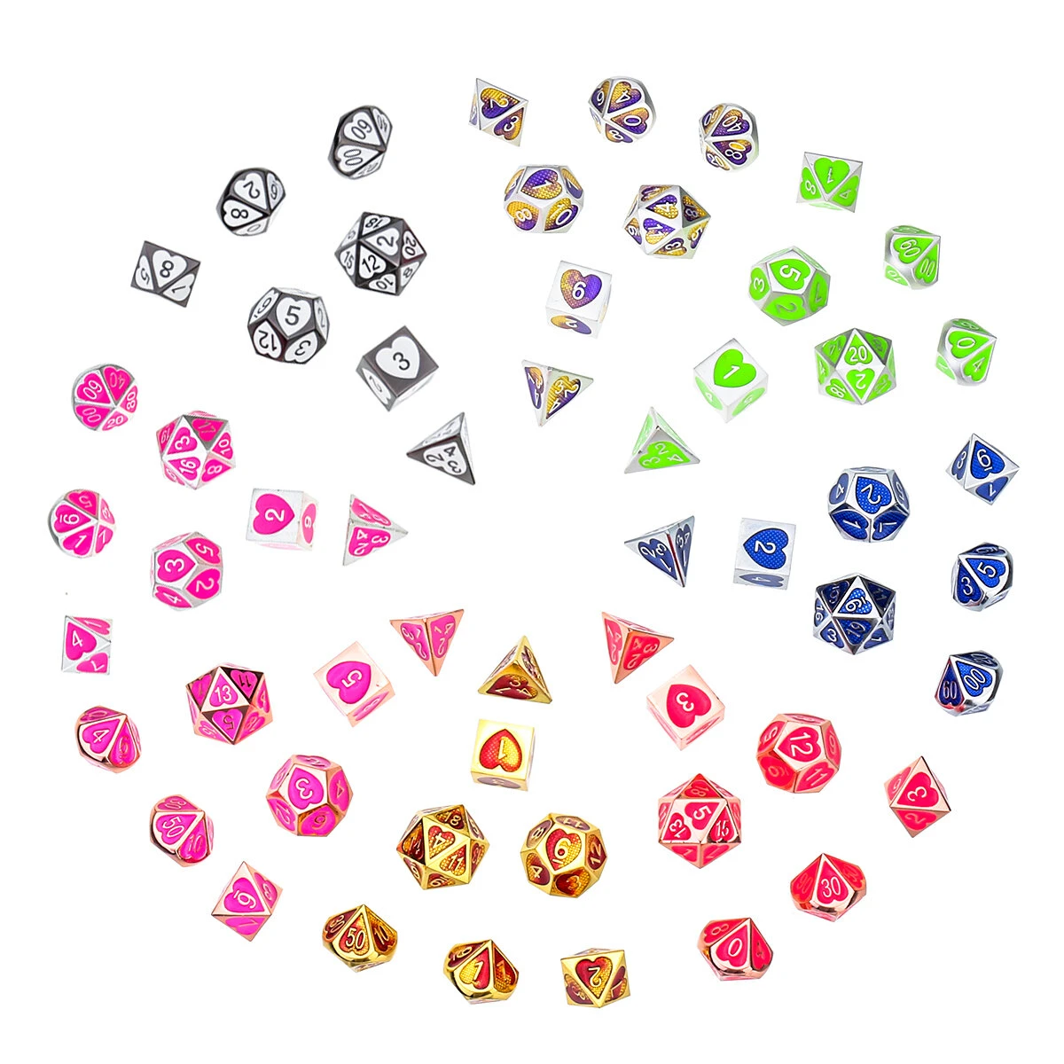 Zinc Alloy Polyhedral Dice Set - 7Pcs for DND RPG MTG & Tabletop Games - Image 3