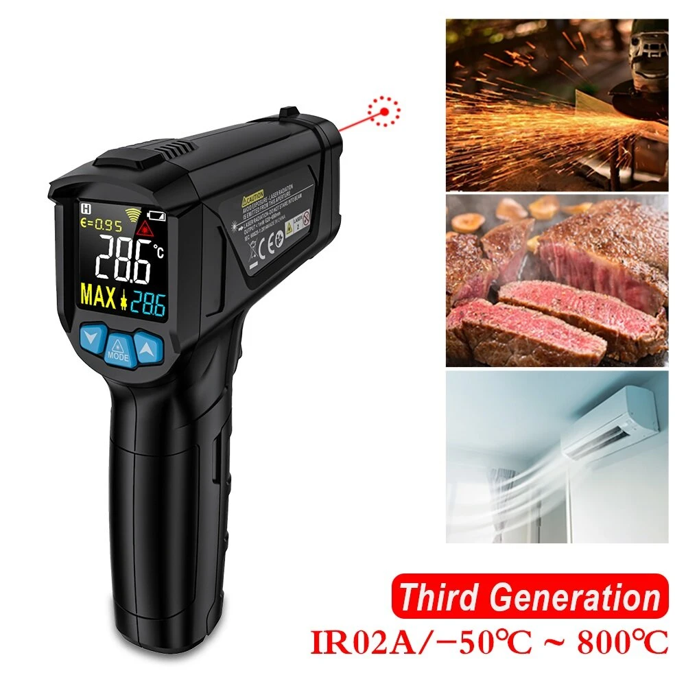 MESTEK IR02 Infrared Thermometer | -50~800°C & Hygrometer | Humidity Meter - Image 2