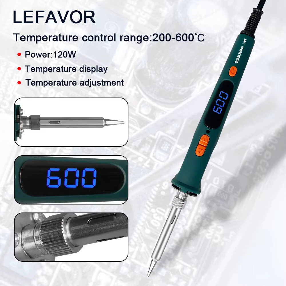120W Digital Soldering Iron 907 | 200-600°C Temperature | Ceramic Heating Core & EU Plug - Image 2