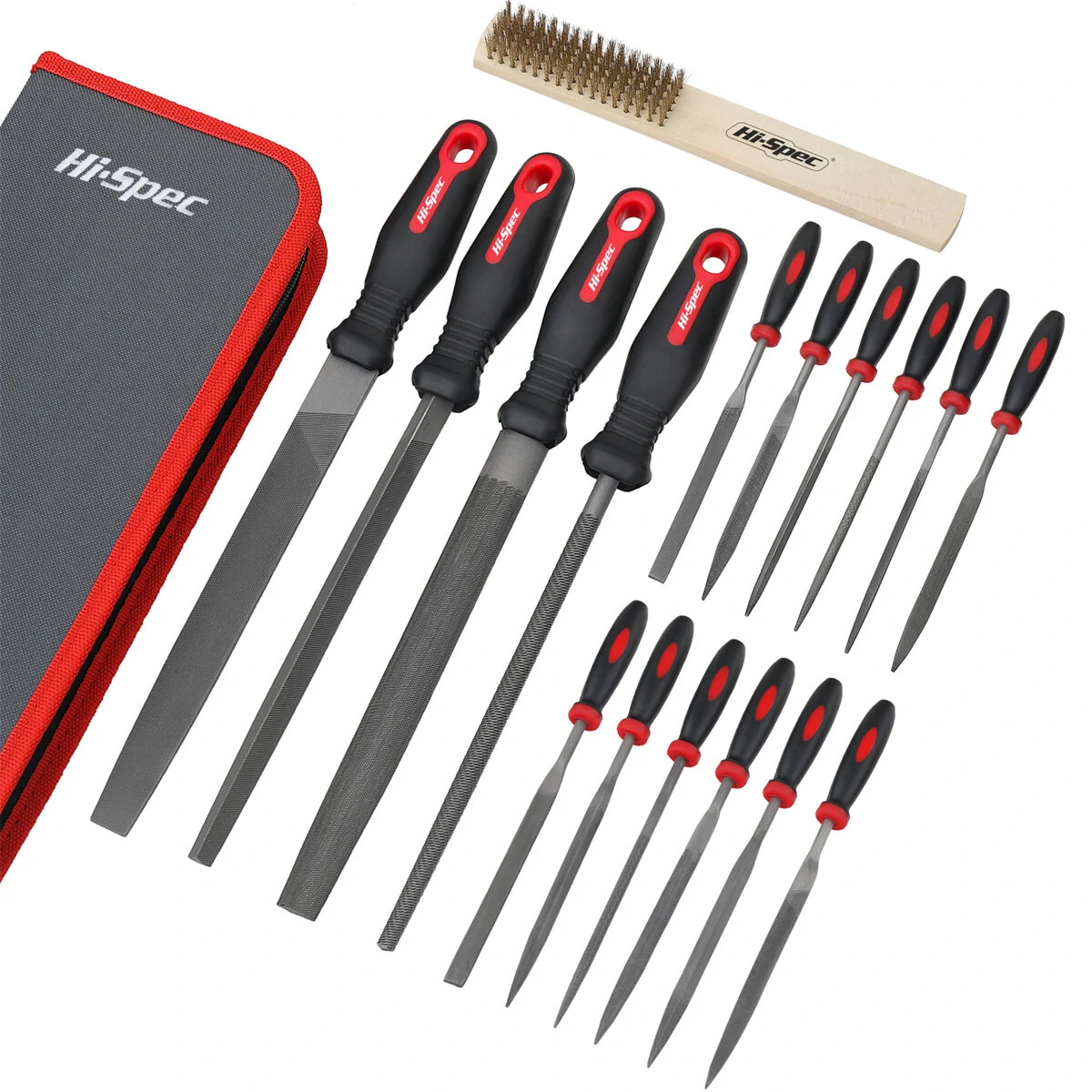 HI-SPEC 16pc Metal File Set | T12 Drop Forged Steel | Triangle Flat Round & Needle Files - Image 3