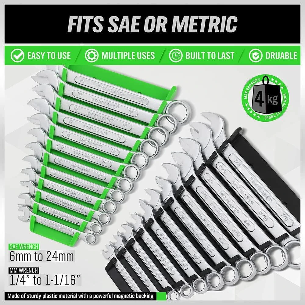 Universal Magnetic Wrench Rack | 12-Slot Heavy Duty Organizer for SAE/MM Wrenches - Image 2