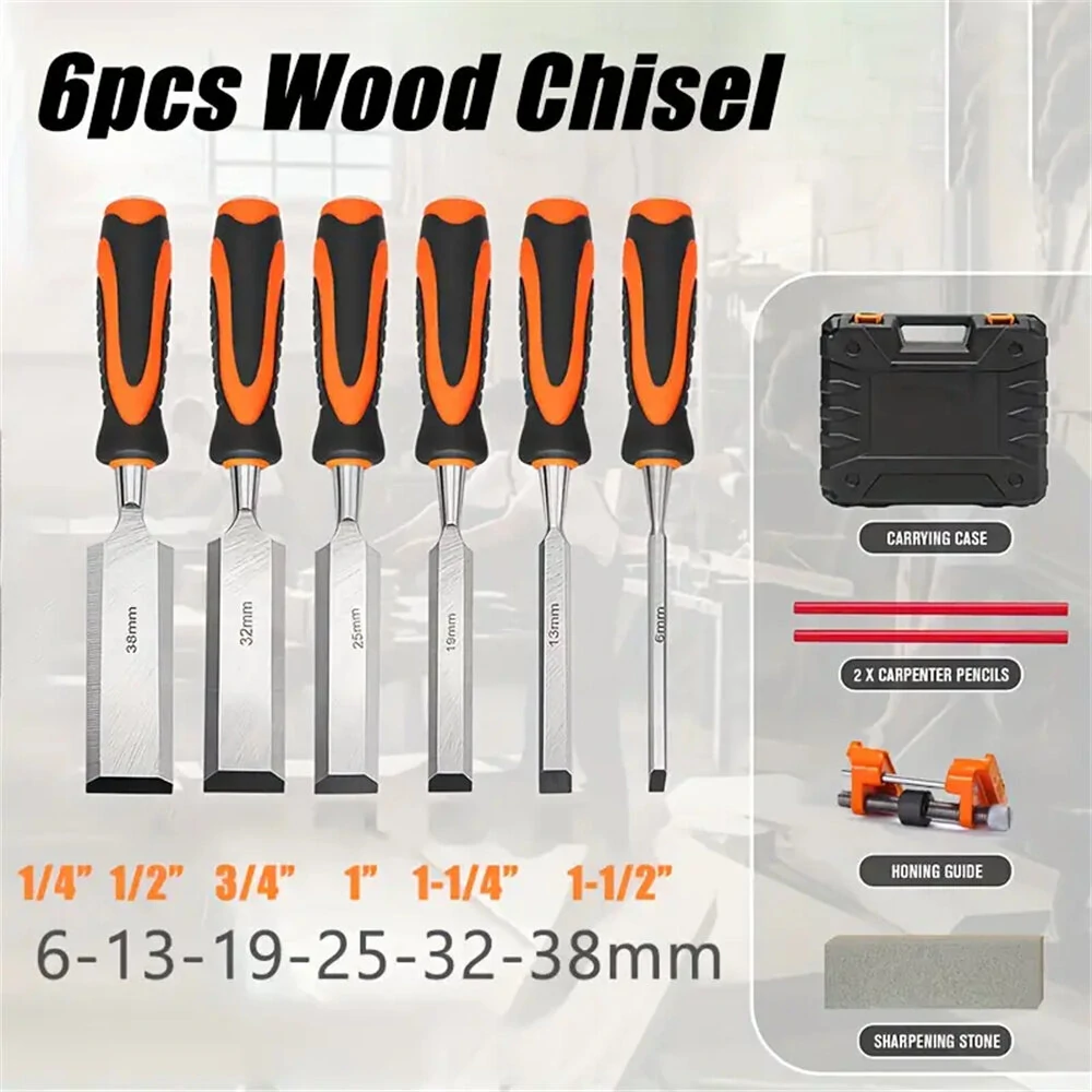 Wood Carving Chisel Set - 10PCS with Sharpening Stone & Guide | Heat-Treated 60 Cr-V Steel - Image 4