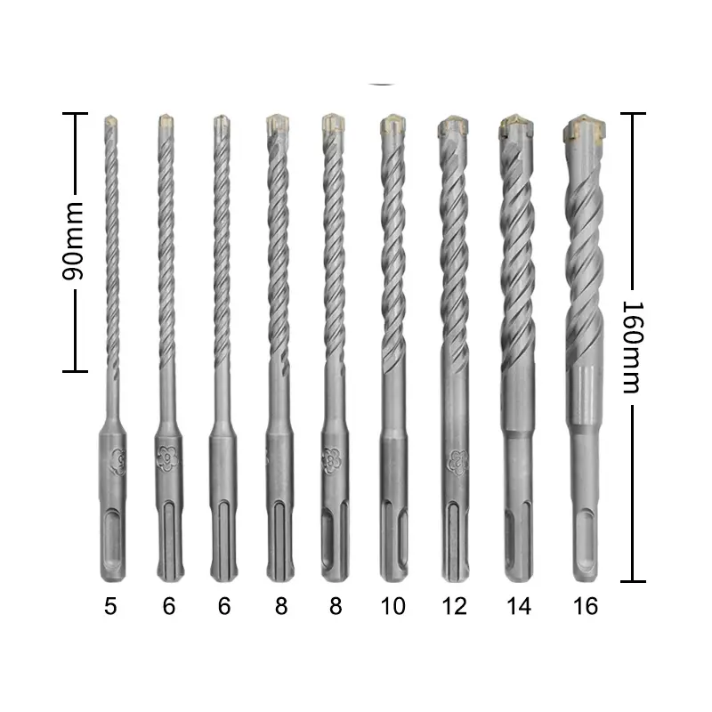 Drillpro 9Pcs SDS Hammer Drill Bit Set | 5-16mm Carbide Masonry Concrete Bits - Image 2