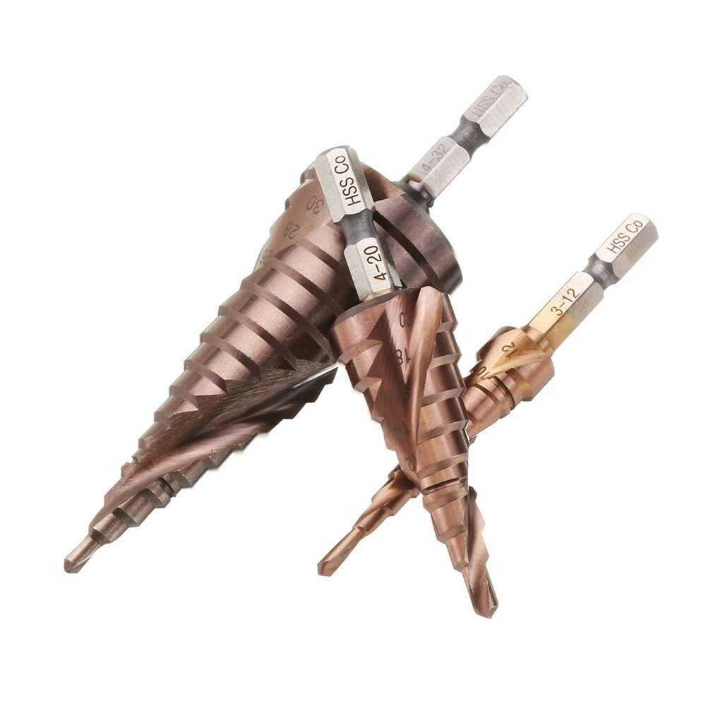3Pcs M35 Cobalt Step Drill Bit Set - 3-12/4-20/4-32mm | 1/4 Hex Shank HSS-Co - Image 2
