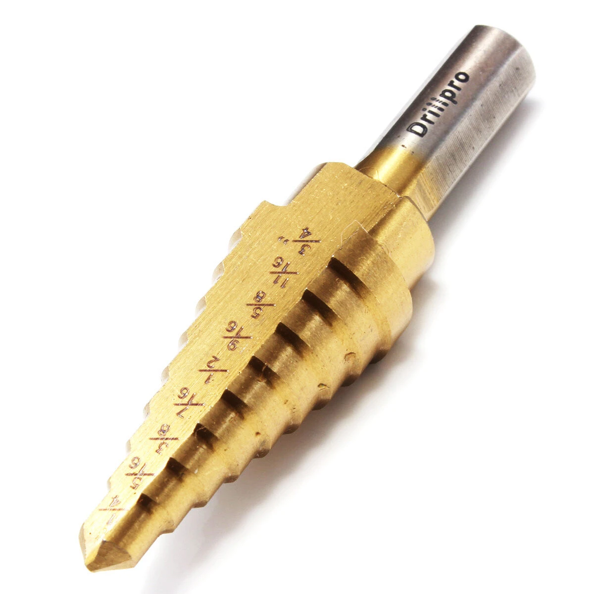 Drillpro DB-S4 HSS Titanium Pagoda Drill Bit - 1/4&3/8&1/2 Round Shank, Ladder Drill - Image 3