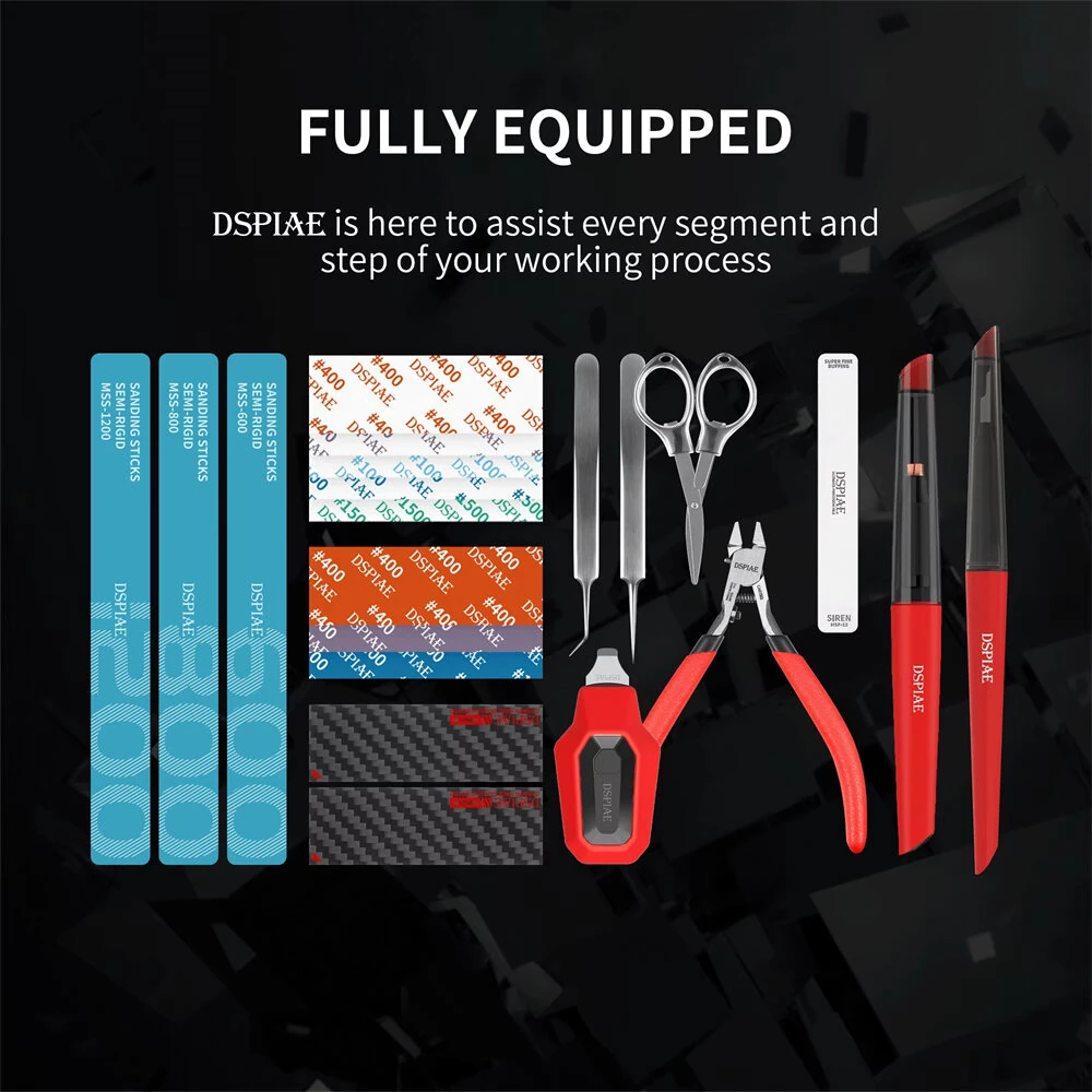 DSPIAE TC-S01 Precision Hobby Knife & Sanding Tool Set | Model Building Craft Kit - Image 5